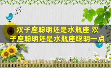 双子座聪明还是水瓶座 双子座聪明还是水瓶座聪明一点